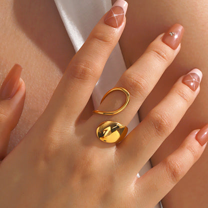 Bague Style IG Ovale Acier Inoxydable 304 Plaqué Or 18K
