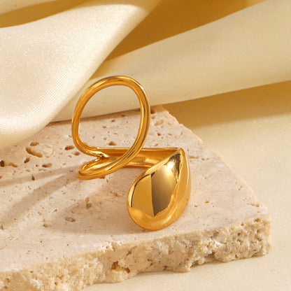 Bague Style IG Ovale Acier Inoxydable 304 Plaqué Or 18K