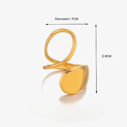 Bague Style IG Ovale Acier Inoxydable 304 Plaqué Or 18K