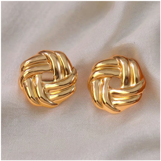 Boucles D'Oreilles Style Classique Géométrique Rond Évider Acier Inoxydable 304 Imitation Or