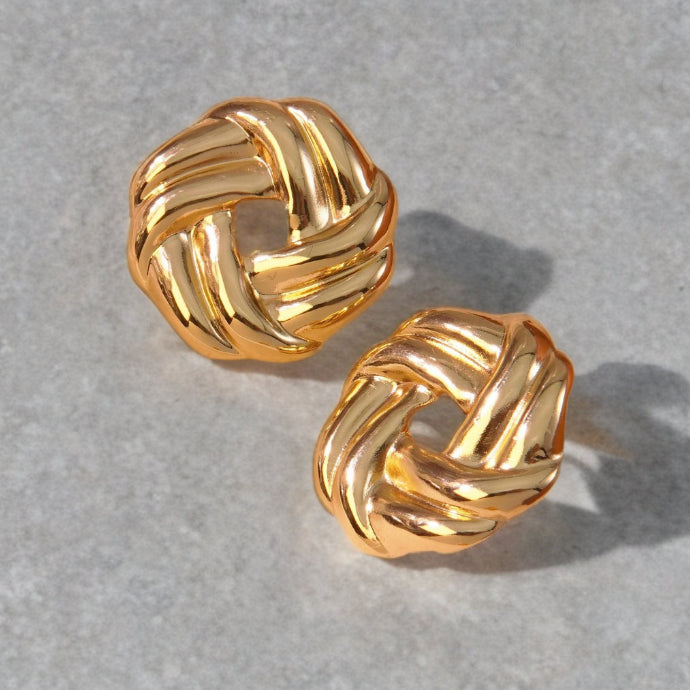 Boucles D'Oreilles Style Classique Géométrique Rond Évider Acier Inoxydable 304 Imitation Or