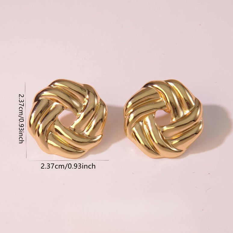 Boucles D'Oreilles Style Classique Géométrique Rond Évider Acier Inoxydable 304 Imitation Or