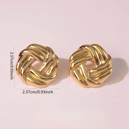 Boucles D'Oreilles Style Classique Géométrique Rond Évider Acier Inoxydable 304 Imitation Or