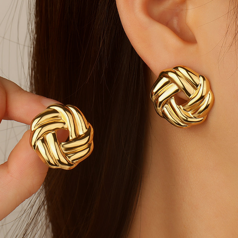 Boucles D'Oreilles Style Classique Géométrique Rond Évider Acier Inoxydable 304 Imitation Or