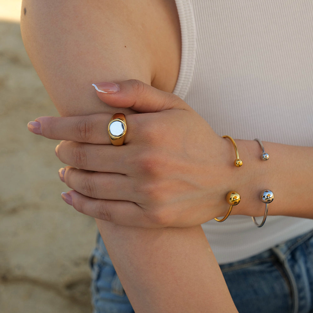Bracelet Style Simple Balle Acier Inoxydable