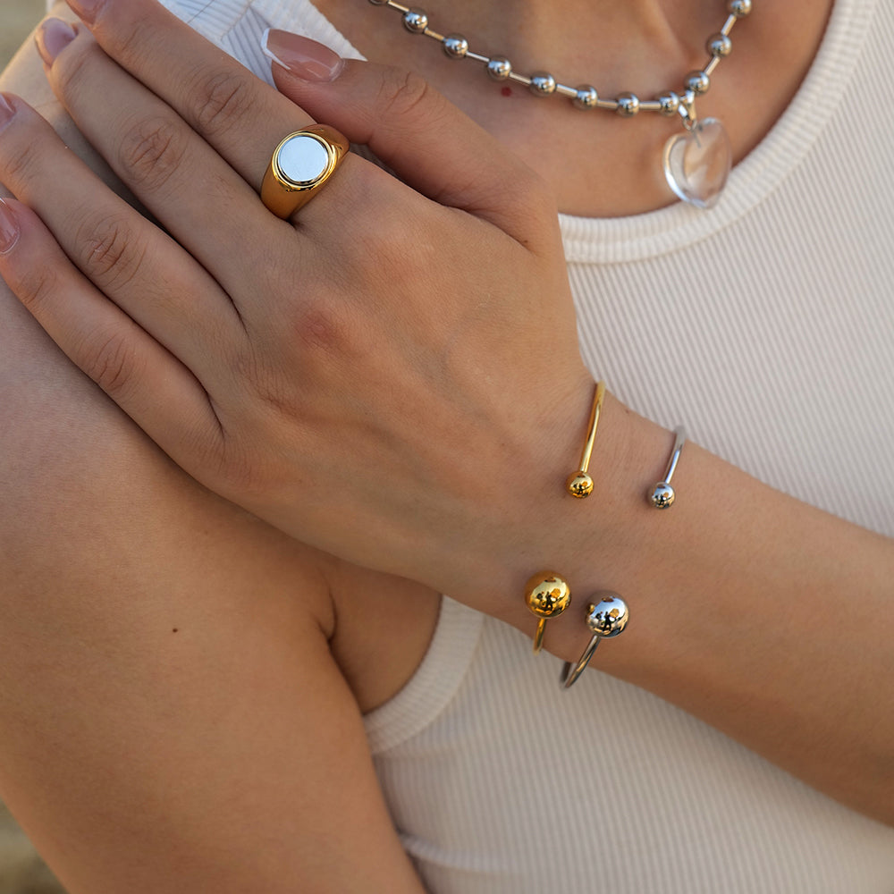 Bracelet Style Simple Balle Acier Inoxydable