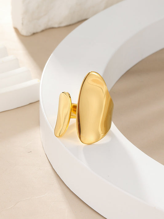 Bague  Style Simple Anneau Ouvert Acier Inoxydable 304 Plaqué Or 14K