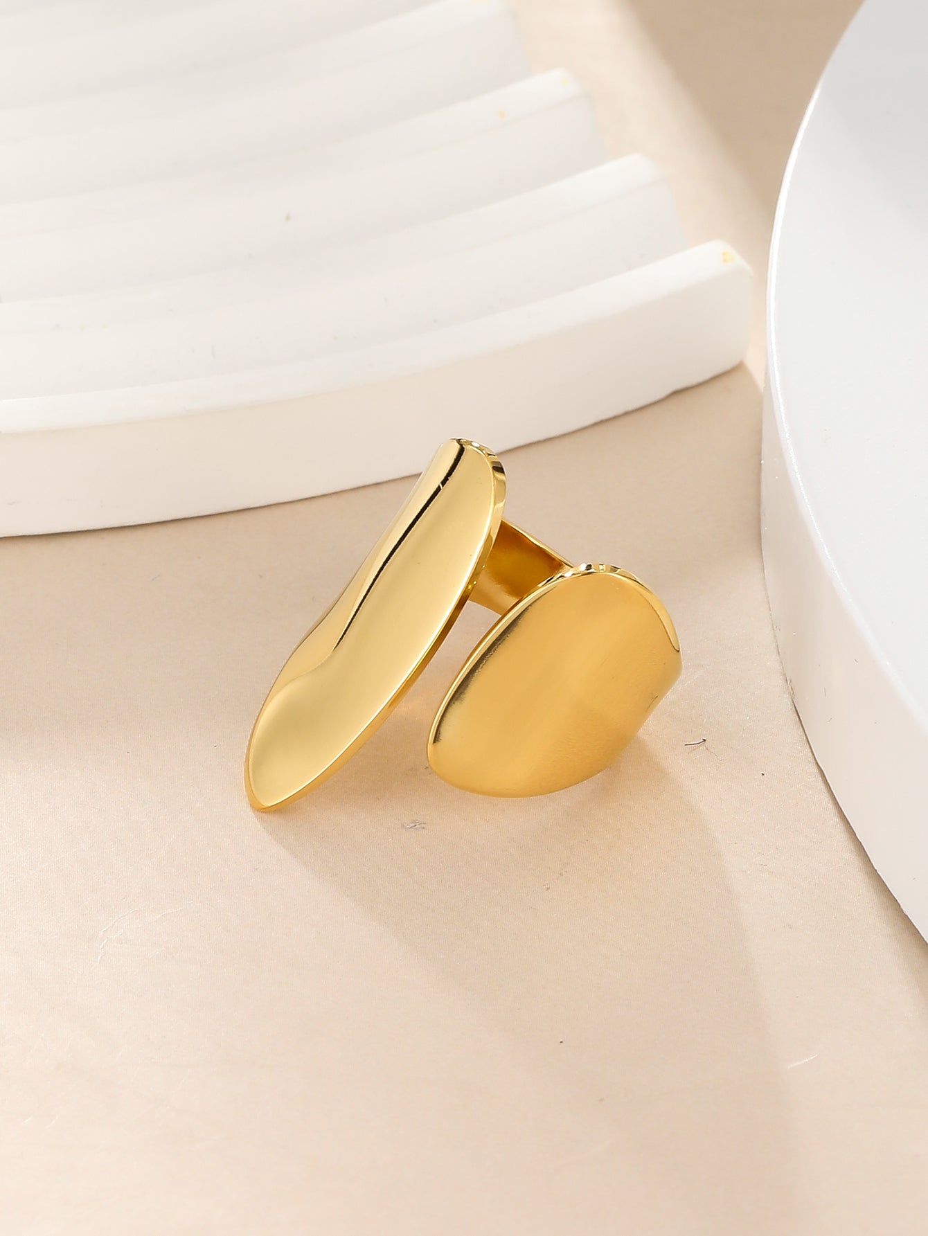 Bague  Style Simple Anneau Ouvert Acier Inoxydable 304 Plaqué Or 14K