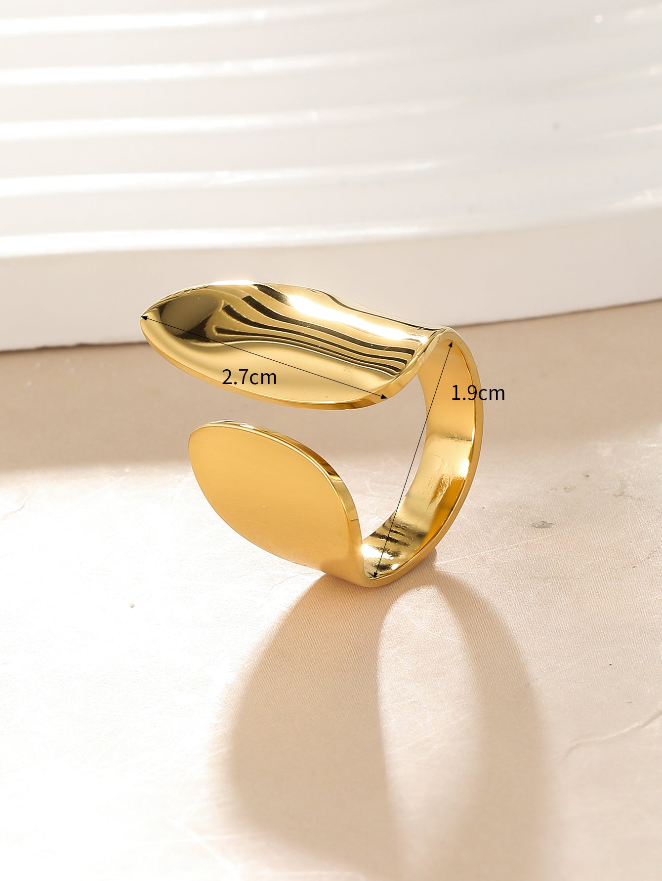 Bague  Style Simple Anneau Ouvert Acier Inoxydable 304 Plaqué Or 14K