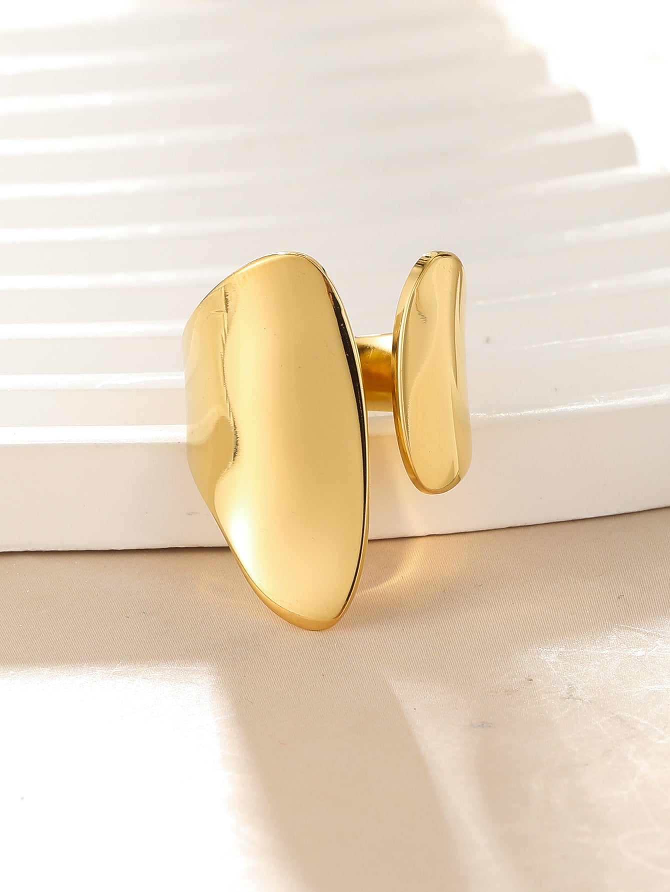Bague  Style Simple Anneau Ouvert Acier Inoxydable 304 Plaqué Or 14K