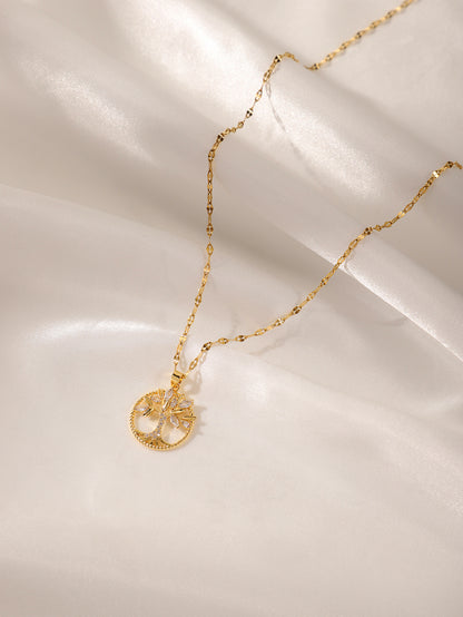 Collier En Gros Arbre Acier Inoxydable Zircon Placage Évider Incruster