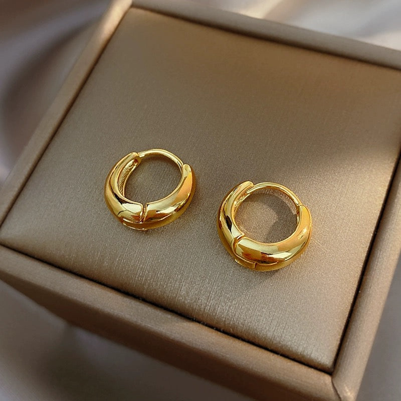 Boucles D'Oreilles Style Classique Couleur Unie Placage Acier Inoxydable 304 Plaqué Or 18K