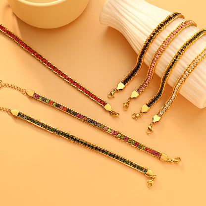Bracelets En Masse Acier Inoxydable 304 Plaqué Or 18K Zircon