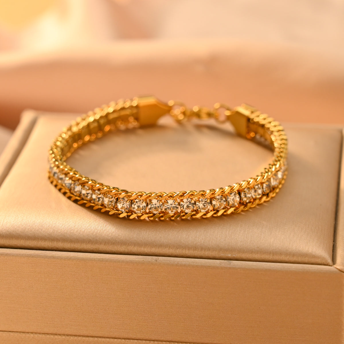 Bracelets En Masse Acier Inoxydable 304 Plaqué Or 18K Zircon
