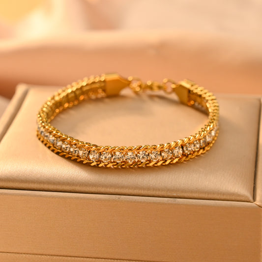 Bracelets En Masse Acier Inoxydable 304 Plaqué Or 18K Zircon