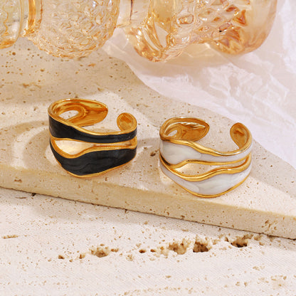Bague géométrique-Noir et blanc
