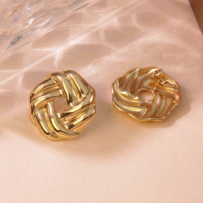 Boucles D'Oreilles Style Classique Géométrique Rond Évider Acier Inoxydable 304 Imitation Or
