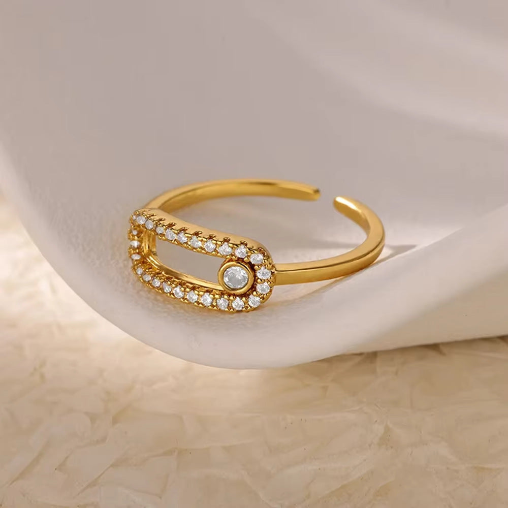 Bague Style Simple Géométrique Acier Inoxydable 304 Placage Anneau Ouvert