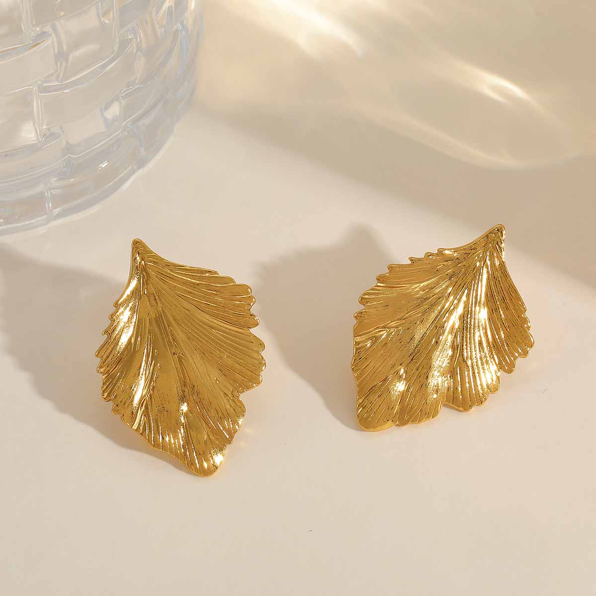 Boucles D'Oreilles Style Classique Irrégulier Feuilles Placage Acier Inoxydable 304 Plaqué Or 18K
