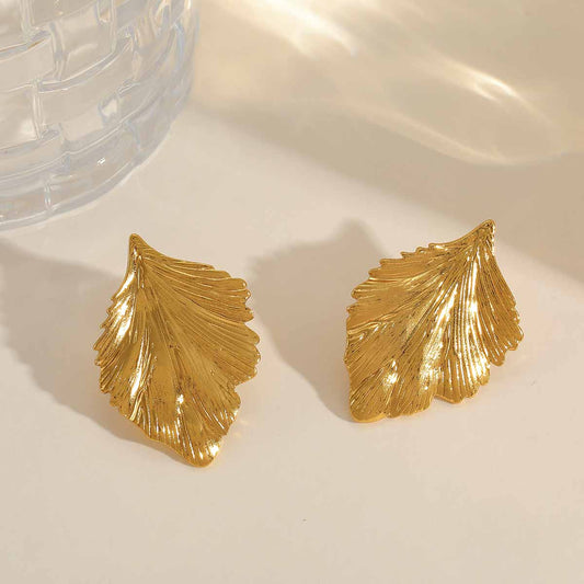Boucles D'Oreilles Style Classique Irrégulier Feuilles Placage Acier Inoxydable 304 Plaqué Or 18K