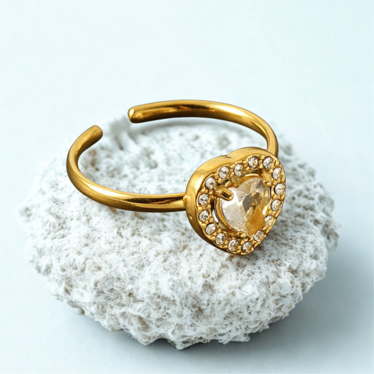 Bague Goutte d'Eau en Acier Inoxydable Plaqué Or 18K