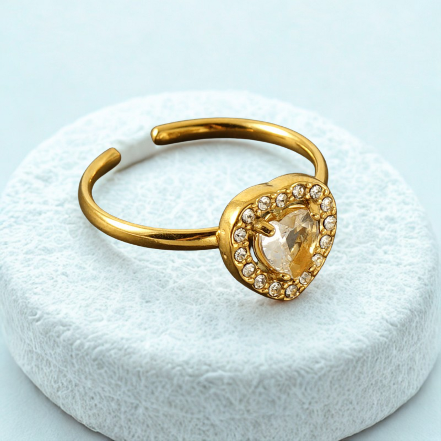 Bague Goutte d'Eau en Acier Inoxydable Plaqué Or 18K